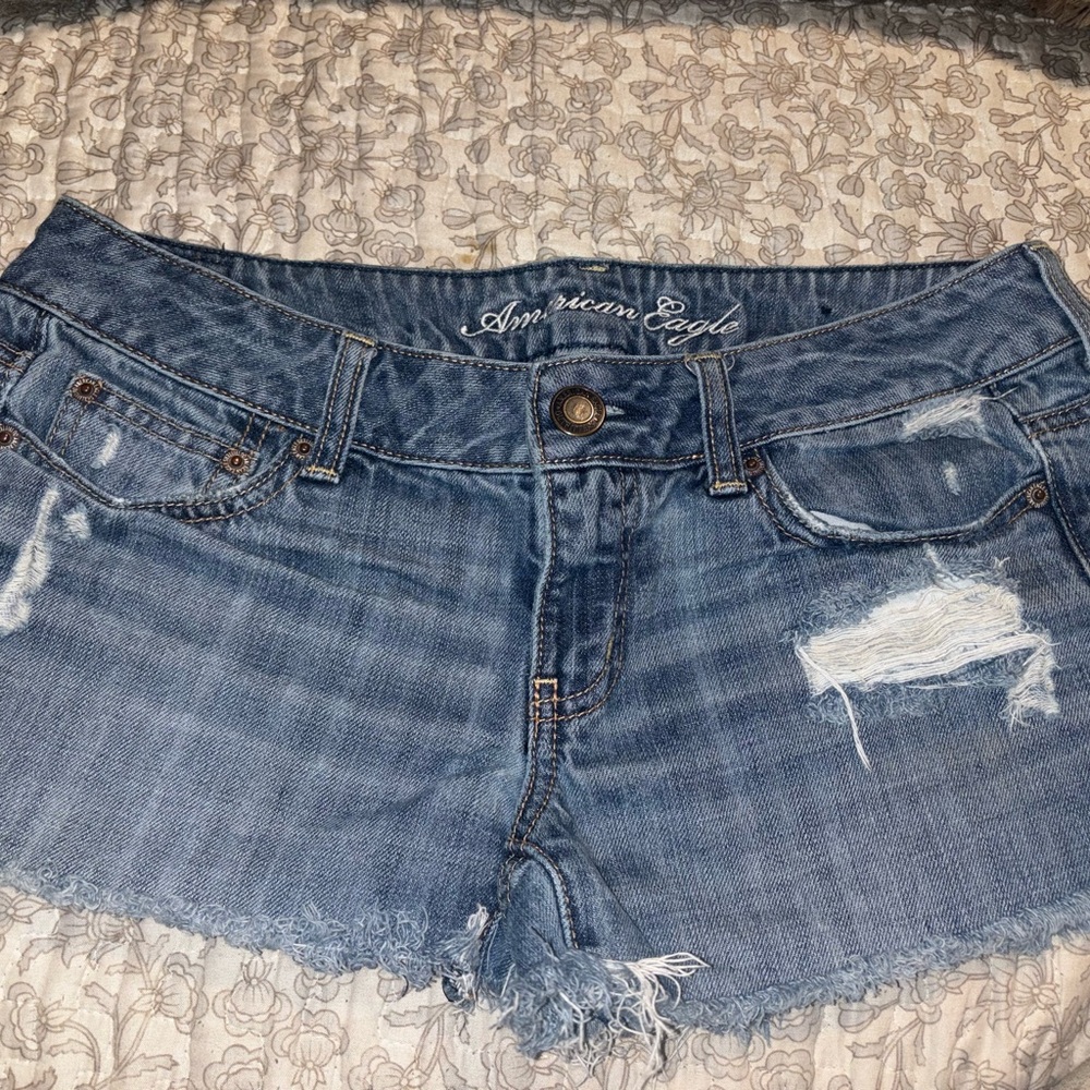 American Eagle Outfitters Distressed Blue Jean Shorts